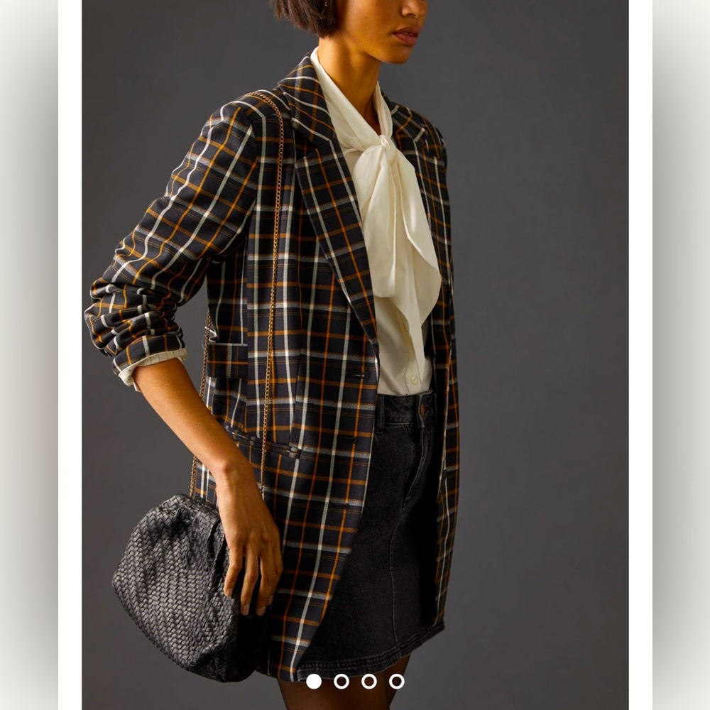 Anthropologie - Maeve Oversized Plaid Equestrian Blazer